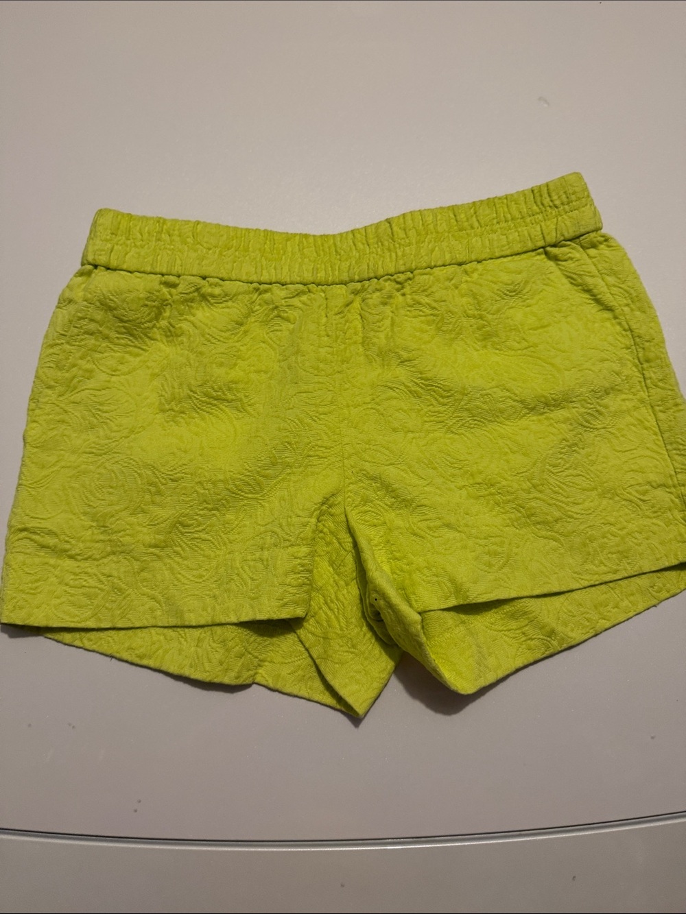 Women's Textured Neon Lime Shorts